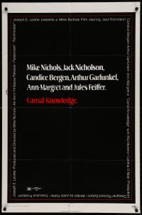 7r139 CARNAL KNOWLEDGE 1sh 1971 Jack Nicholson, Candice Bergen, Art Garfunkel, Ann-Margret!