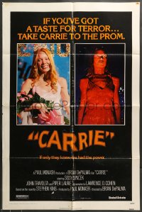 7r140 CARRIE 1sh 1976 Stephen King, Sissy Spacek before and after her bloodbath at the prom!