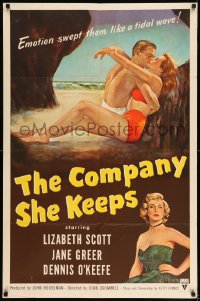 7r177 COMPANY SHE KEEPS 1sh 1951 art of sexy bad girl Jane Greer + Lizabeth Scott!