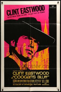 7r182 COOGAN'S BLUFF 1sh 1968 art of Clint Eastwood in New York City, directed by Don Siegel!