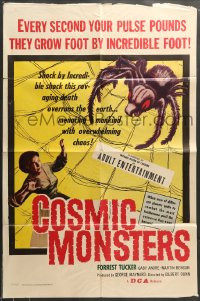 7r184 COSMIC MONSTERS 1sh 1958 cool art of giant spider in web & terrified woman!