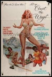 7r185 COUNT THE WAYS 24x37 1sh 1976 sexy half-naked Yvonne Greene, most erotic love story ever!