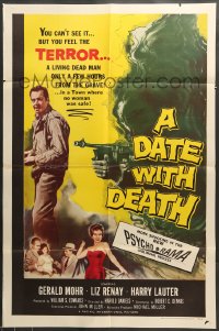 7r205 DATE WITH DEATH 1sh 1959 you can't see it, but you can feel TERROR in shocking PsychoRama!