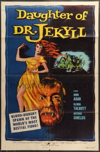 7r206 DAUGHTER OF DR JEKYLL 1sh 1957 a bestial fiend hidden in a woman's sensuous body!
