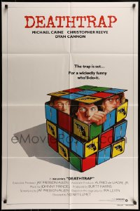 7r222 DEATHTRAP style B int'l 1sh 1982 Chris Reeve, Michael Caine & Dyan Cannon in Rubik's Cube!