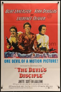 7r235 DEVIL'S DISCIPLE 1sh 1959 Burt Lancaster, Kirk Douglas & Laurence Olivier all with two guns!
