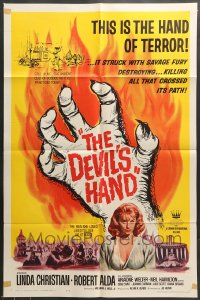 7r236 DEVIL'S HAND 1sh 1961 wild voodoo horror, it killed all that crossed its path!