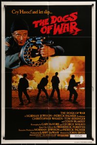 7r250 DOGS OF WAR int'l 1sh 1981 great artwork of Christopher Walken with really BIG gun!