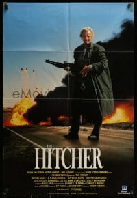 7r403 HITCHER English 1sh 1986 C. Thomas Howell, different Rutger Hauer with shotgun!