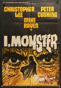 7r429 I, MONSTER English 1sh 1971 Christopher Lee & Peter Cushing in a Dr. Jekyll & Mr. Hyde story!