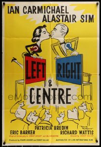 7r491 LEFT RIGHT & CENTRE English 1sh 1959 wacky art of political candidates in love by Langdon!