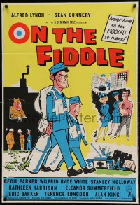 7r628 ON THE FIDDLE English 1sh 1965 cartoon art of young Sean Connery & Lynch in military uniform!