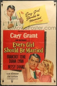 7r281 EVERY GIRL SHOULD BE MARRIED 1sh 1948 hapless doctor Cary Grant & pretty Diana Lynn!