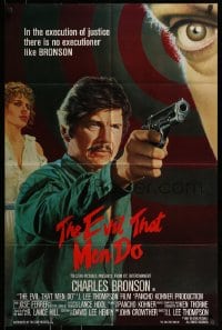 7r282 EVIL THAT MEN DO int'l 1sh 1984 close-up art of tough guy Charles Bronson with pistol!