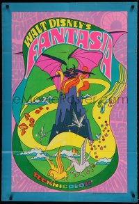 7r293 FANTASIA 1sh R1970 Disney classic musical, great psychedelic fantasy artwork!