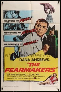 7r295 FEARMAKERS 1sh 1958 Dana Andrews with gun, sexy Marilee Earle, Mel Torme, Jacques Tourneur