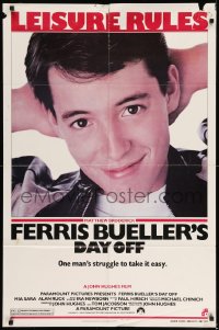 7r299 FERRIS BUELLER'S DAY OFF 1sh 1986 c/u of Matthew Broderick in John Hughes teen classic!