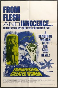 7r320 FRANKENSTEIN CREATED WOMAN 1sh 1967 Peter Cushing, Susan Denberg had the soul of the Devil!