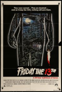 7r325 FRIDAY THE 13th 1sh 1980 great Alex Ebel art, slasher classic, 24 hours of terror!
