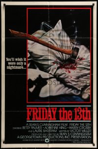7r326 FRIDAY THE 13th int'l 1sh 1980 Joann art of axe in pillow, wish it was a nightmare!