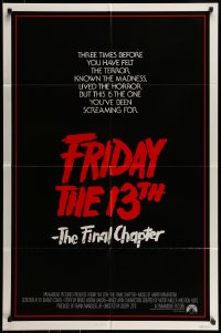 7r324 FRIDAY THE 13th - THE FINAL CHAPTER int'l 1sh 1984 slasher sequel, this is Jason's unlucky day!