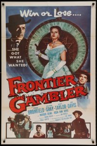 7r332 FRONTIER GAMBLER int'l 1sh 1956 great image of sexy Coleen Gray with gun by Big Six gambling reel!