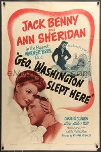 7r336 GEORGE WASHINGTON SLEPT HERE 1sh 1942 Ann Sheridan & Jack Benny, Hart & George S. Kaufman!