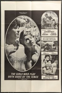 7r349 GIRL WITH HUNGRY EYES 1sh 1967 Cathy Crowfoot, a girl who plays both sides of the fence!