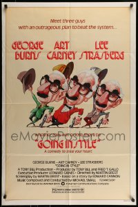 7r354 GOING IN STYLE 1sh 1979 wacky art of George Burns, Art Carney & Lee Strasberg!