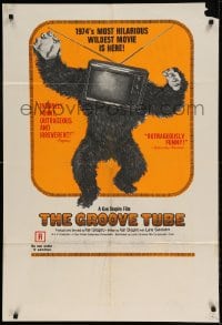 7r365 GROOVE TUBE 1sh 1974 Chevy Chase, like TV's Saturday Night Live, wild image of gorilla w/tv!