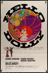 7r393 HELLO DOLLY roadshow 1sh 1969 art of Barbra Streisand & Walter Matthau by Richard Amsel!