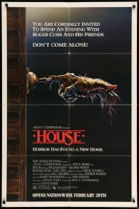 7r417 HOUSE advance 1sh 1986 Bill Morrison art of severed hand ringing doorbell, don't come alone!