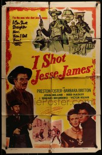 7r426 I SHOT JESSE JAMES 1sh 1949 directed by Sam Fuller, Preston Foster, Barbara Britton, western!