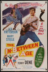 7r433 IN-BETWEEN AGE 1sh 1958 The Golden Disc, great art of English rock & roll teens!