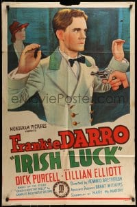 7r443 IRISH LUCK 1sh 1939 Frankie Darro, Dick Purcell, Lillian Elliot, stone litho art!