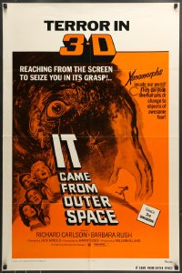 7r446 IT CAME FROM OUTER SPACE 1sh R1972 great far shot of Richard Carlson by alien ship!