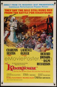 7r464 KHARTOUM style A 1sh 1966 art of Charlton Heston & Laurence Olivier, great Renato Fratini art!