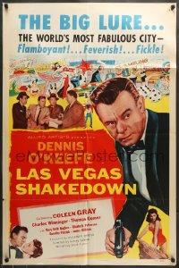 7r482 LAS VEGAS SHAKEDOWN 1sh 1955 gambling Dennis O'Keefe in the world's most fabulous city!