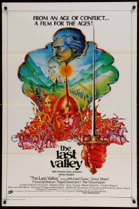 7r487 LAST VALLEY style A int'l 1sh 1971 James Clavell, Michael Caine, cool art by Isadore Gettzer!