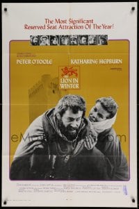 7r499 LION IN WINTER style A 1sh 1968 Katharine Hepburn as Eleanor, Peter O'Toole as Henry II!