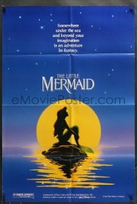 7r507 LITTLE MERMAID teaser DS 1sh 1989 Disney, great art of Ariel in moonlight by Morrison/Patton!