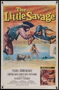 7r509 LITTLE SAVAGE 1sh 1959 Pedro Armendariz, action art of pirates fighting over treasure!