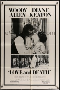 7r520 LOVE & DEATH style B 1sh 1975 Woody Allen & Diane Keaton romantic kiss close up!
