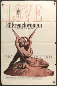 7r521 LOVE & THE FRENCHWOMAN 1sh 1961 France's Kinsey Report, romantic artwork!