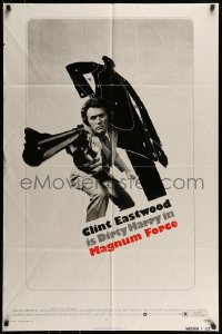 7r536 MAGNUM FORCE 1sh 1973 best image of Clint Eastwood is Dirty Harry pointing his huge gun!