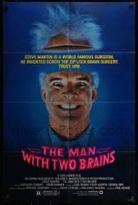 7r543 MAN WITH TWO BRAINS 1sh 1983 wacky world famous surgeon Steve Martin performs brain surgery!