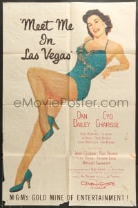 7r563 MEET ME IN LAS VEGAS 1sh 1956 super sexy full-length showgirl Cyd Charisse in skimpy outfit!
