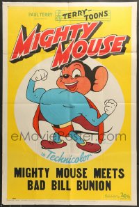 7r570 MIGHTY MOUSE 1sh 1943 Paul Terry's Terry-Toons, great full-color cartoon image!