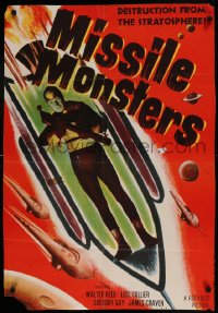 7r573 MISSILE MONSTERS 1sh 1958 aliens bring destruction from the stratosphere, wacky sci-fi art!
