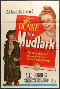 7r588 MUDLARK 1sh 1951 great artwork of Irene Dunne as Queen Victoria of England!